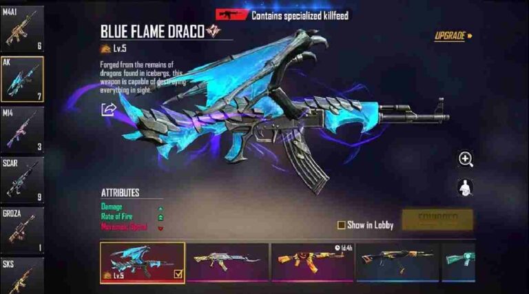 Free Fire Blue Flame Draco Ak Redeem Code Today How To Get Blue Flame Draco Ak Skin In Free